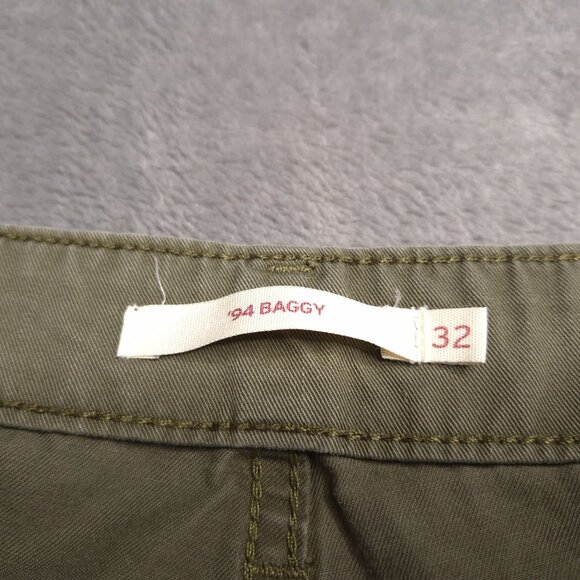 Levis 94 Baggy Womens Cargo Pants Olive Green 32 Relaxed Fit Hem Drawstrings - Picture 7 of 8